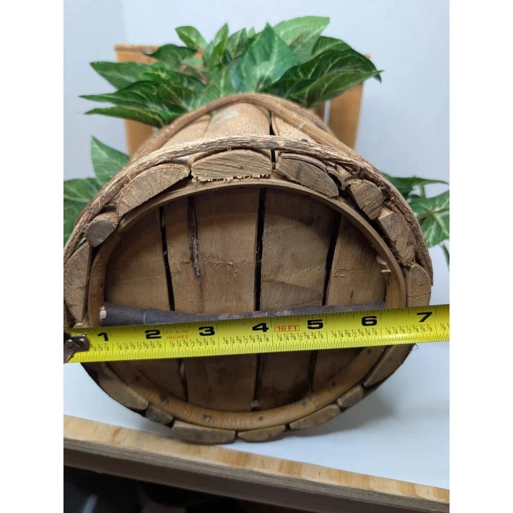 Rustic Wooden Wishing Well Planter Faux Ivy Log Cabin Style 13
